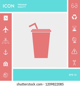 Paper cup with drinking straw icon