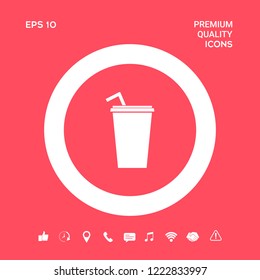 Paper cup with drinking straw icon. Graphic elements for your design