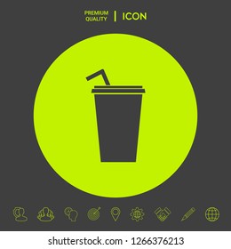 Paper cup with drinking straw icon. Graphic elements for your design