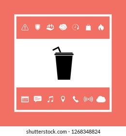 Paper cup with drinking straw icon. Graphic elements for your design