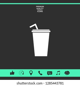 Paper cup with drinking straw icon. Graphic elements for your design