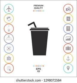 Paper cup with drinking straw icon. Graphic elements for your design