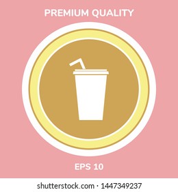 Paper cup with drinking straw icon. Graphic elements for your design