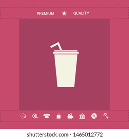 Paper cup with drinking straw icon. Graphic elements for your design