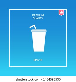 Paper cup with drinking straw icon. Graphic elements for your design