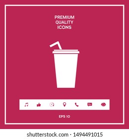 Paper cup with drinking straw icon. Graphic elements for your design