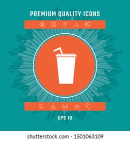 Paper cup with drinking straw icon. Graphic elements for your design