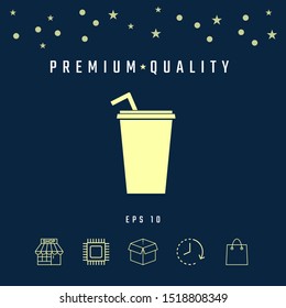 Paper cup with drinking straw icon. Graphic elements for your design