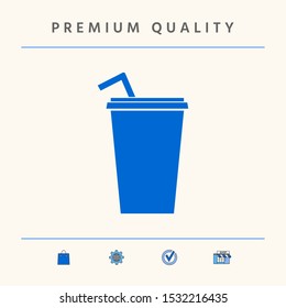 Paper cup with drinking straw icon. Graphic elements for your design