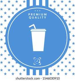 Paper cup with drinking straw icon. Graphic elements for your design