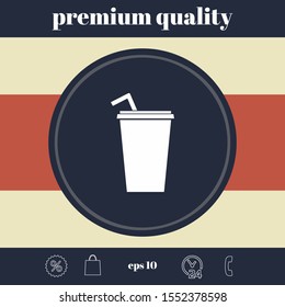 Paper cup with drinking straw icon. Graphic elements for your design