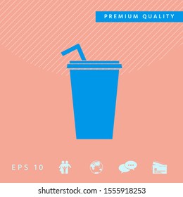 Paper cup with drinking straw icon. Graphic elements for your design