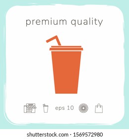 Paper cup with drinking straw icon. Graphic elements for your design