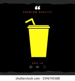 Paper cup with drinking straw icon. Graphic elements for your design