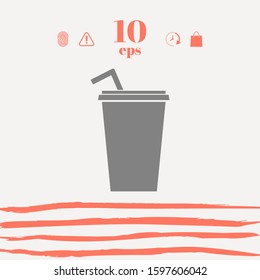 Paper cup with drinking straw icon. Graphic elements for your design