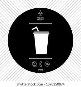 Paper cup with drinking straw icon. Graphic elements for your design