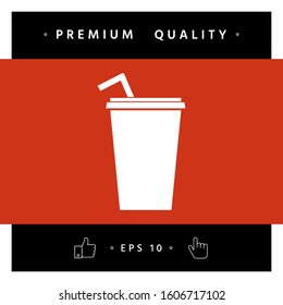 Paper cup with drinking straw icon. Graphic elements for your design