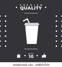 Paper cup with drinking straw icon. Graphic elements for your design