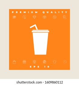Paper cup with drinking straw icon. Graphic elements for your design