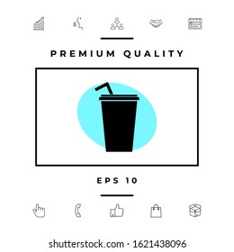 Paper cup with drinking straw icon. Graphic elements for your design