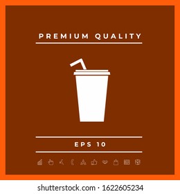Paper cup with drinking straw icon. Graphic elements for your design