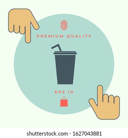 Paper cup with drinking straw icon. Graphic elements for your design