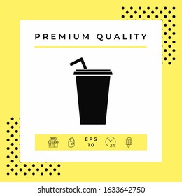 Paper cup with drinking straw icon. Graphic elements for your design