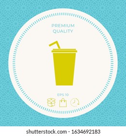 Paper cup with drinking straw icon. Graphic elements for your design