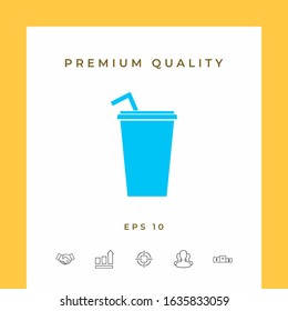 Paper cup with drinking straw icon. Graphic elements for your design