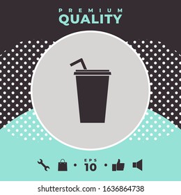 Paper cup with drinking straw icon. Graphic elements for your design