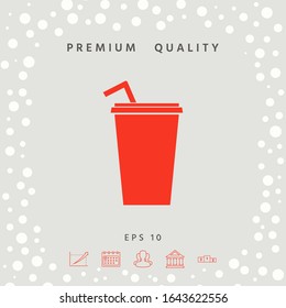 Paper cup with drinking straw icon. Graphic elements for your design