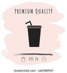 Paper cup with drinking straw icon. Graphic elements for your design