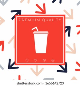 Paper cup with drinking straw icon. Graphic elements for your design