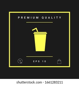 Paper cup with drinking straw icon. Graphic elements for your design