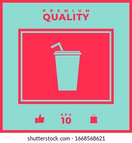Paper cup with drinking straw icon. Graphic elements for your design
