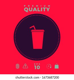 Paper cup with drinking straw icon. Graphic elements for your design