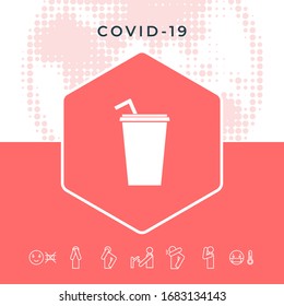 Paper cup with drinking straw icon. Graphic elements for your design