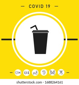 Paper cup with drinking straw icon. Graphic elements for your design