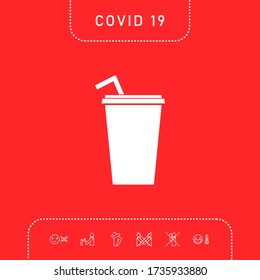 Paper cup with drinking straw icon. Graphic elements for your design