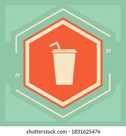 Paper cup with drinking straw icon. Graphic elements for your design