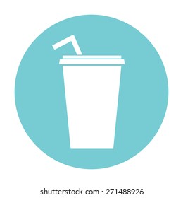 Paper cup with drinking straw icon.