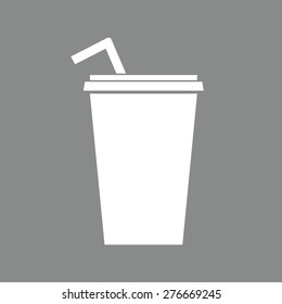 Paper cup with drinking straw icon.