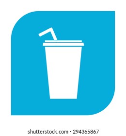 Paper cup with drinking straw icon.