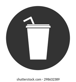 Paper cup with drinking straw icon.