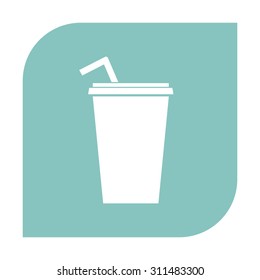Paper cup with drinking straw icon.