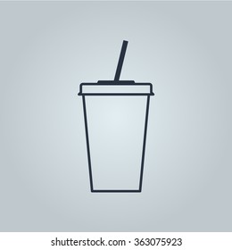 Paper cup with drinking straw icon