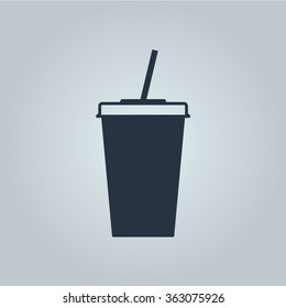 Paper cup with drinking straw icon