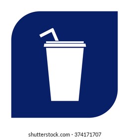 Paper cup with drinking straw icon.