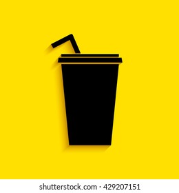 Paper cup with drinking straw icon.