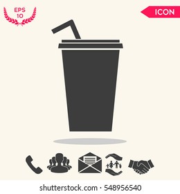 Paper cup with drinking straw icon